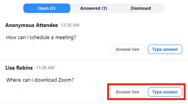 Using Q A As The Webinar Host Zoom Help Center