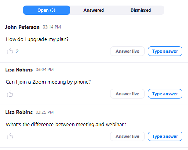 Using Q A As The Webinar Host Zoom Help Center