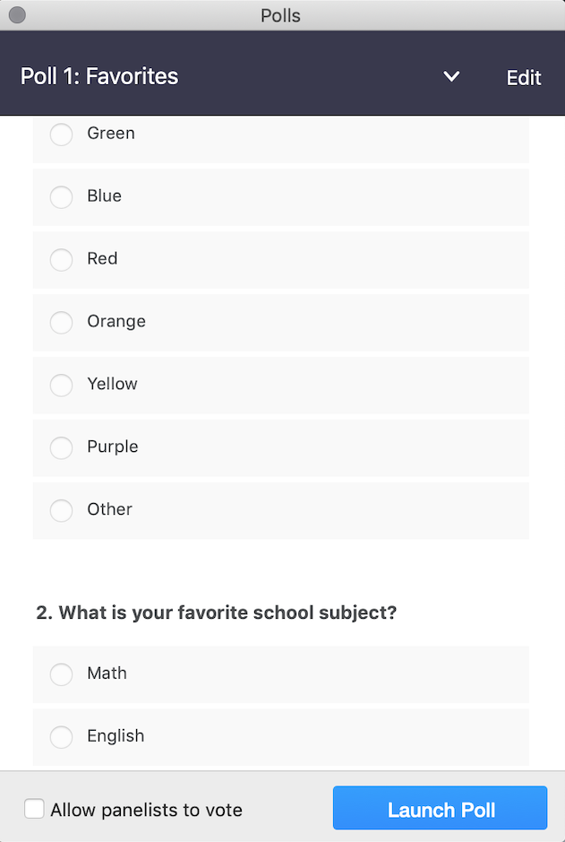 zoom webinar polls