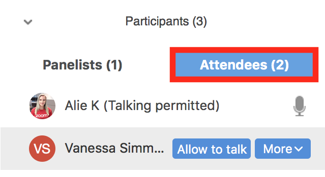 zoom participants list
