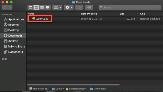 zoom install for mac