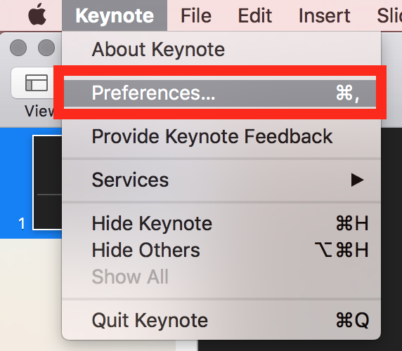 keynote presentation mode not full screen