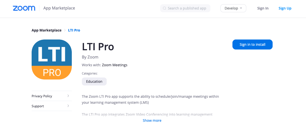 Adding the Zoom LTI Pro app Zoom Support