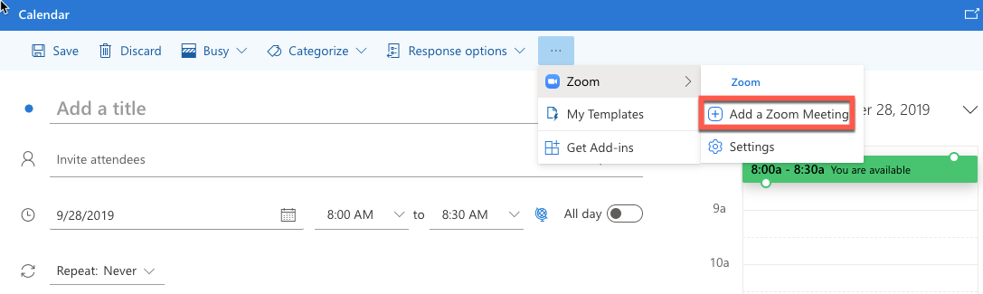 how to schedule a zoom meeting in outlook