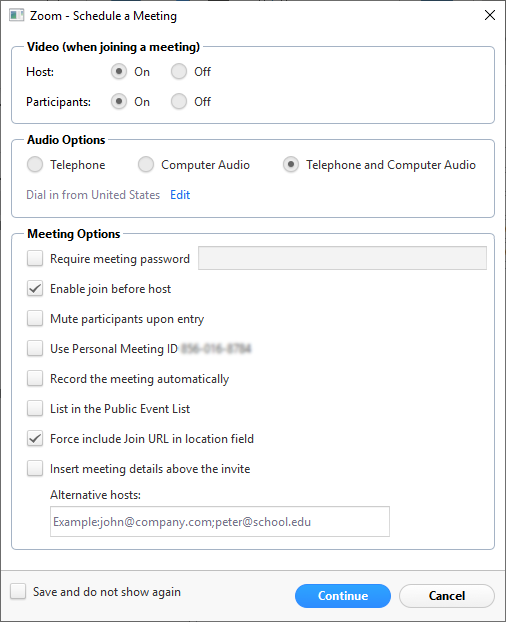 zoom settings changing meeting id