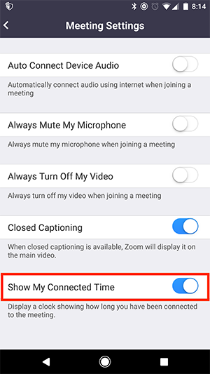 Showing The Meeting Duration Connected Time Zoom Help Center