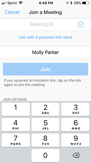 zoom "join a meeting" screen