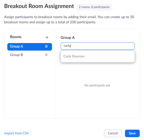 assign rooms in zoom