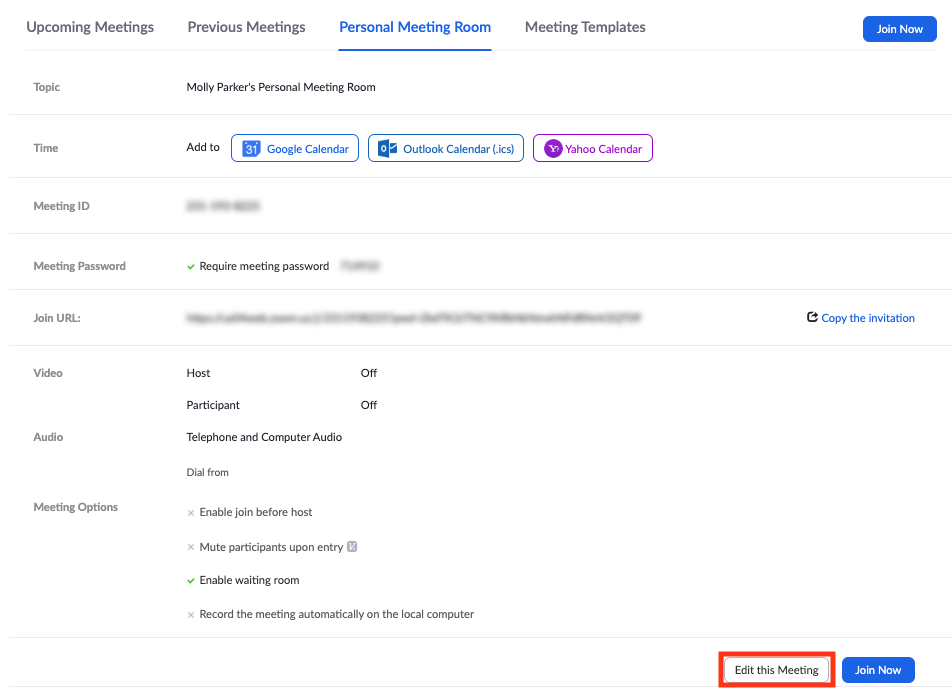 how to change personal meeting id in zoom