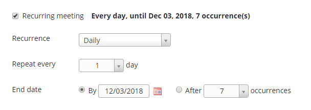 Zoom recurring meeting setting